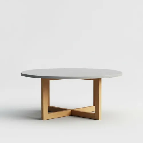 Kulatý stůl s dřevěnými nohami