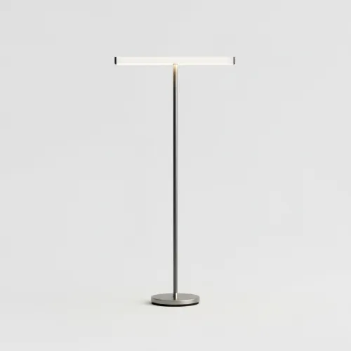 LED stojací lampa minimalistická, stříbrná